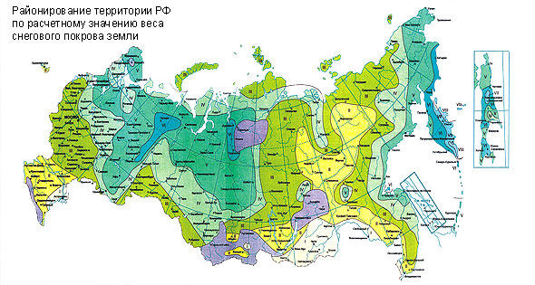 Карта снеговых районов России